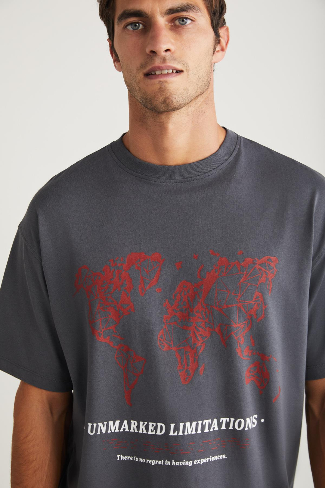 LEAF  Relaxed Gri Tekli T-Shirt