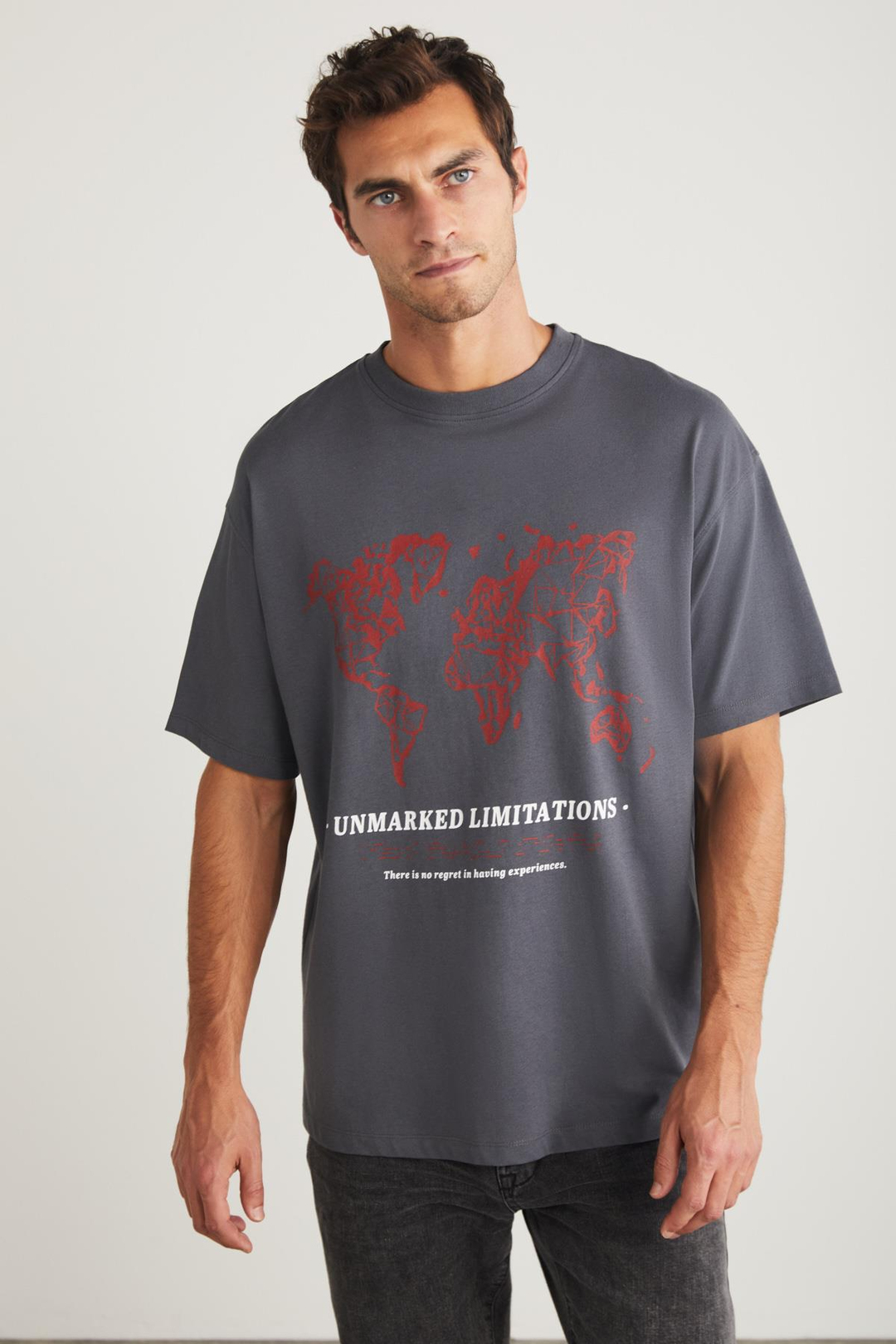 LEAF  Relaxed Gri Tekli T-Shirt