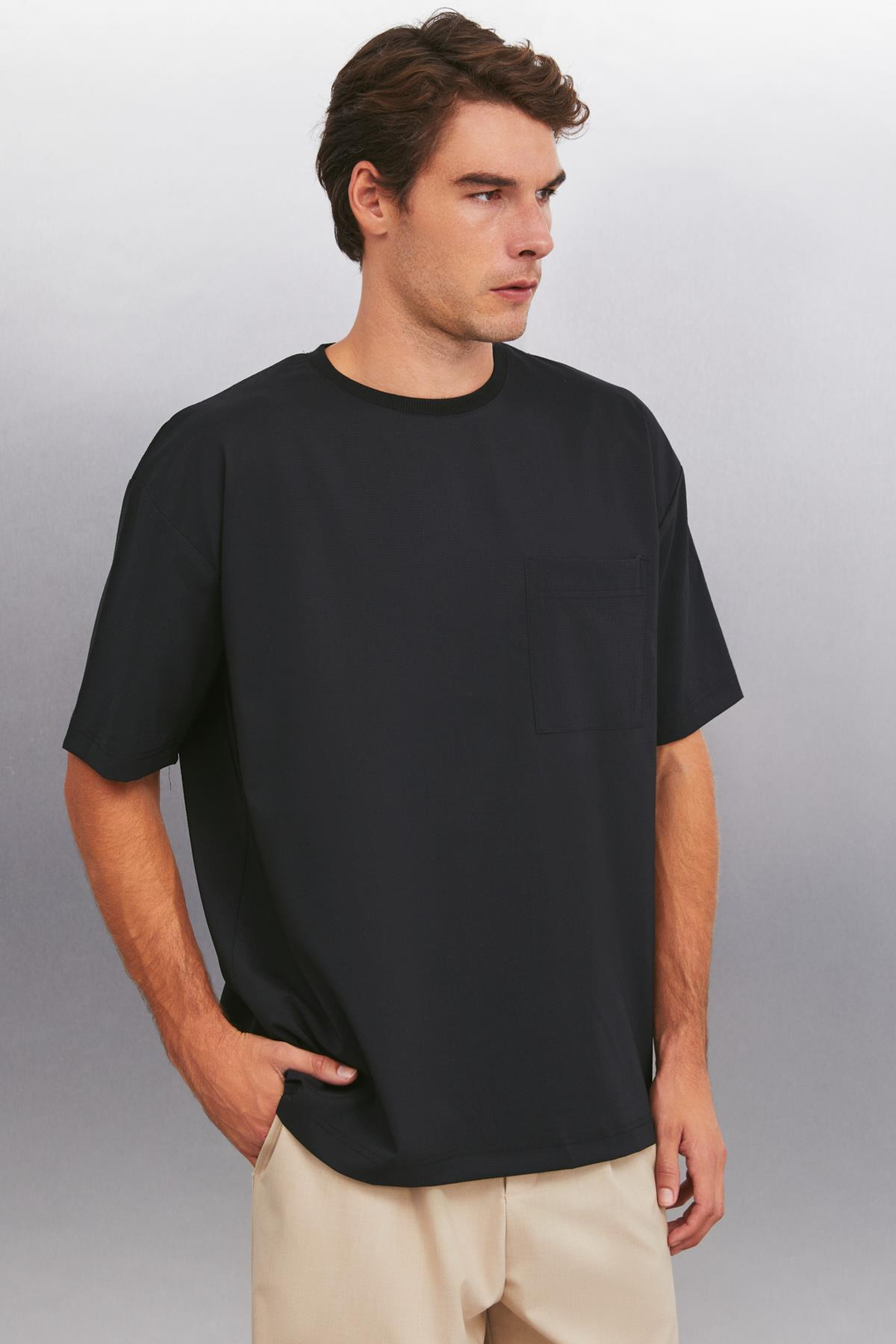 LEART Regular Regular Siyah Tekli T-Shirt