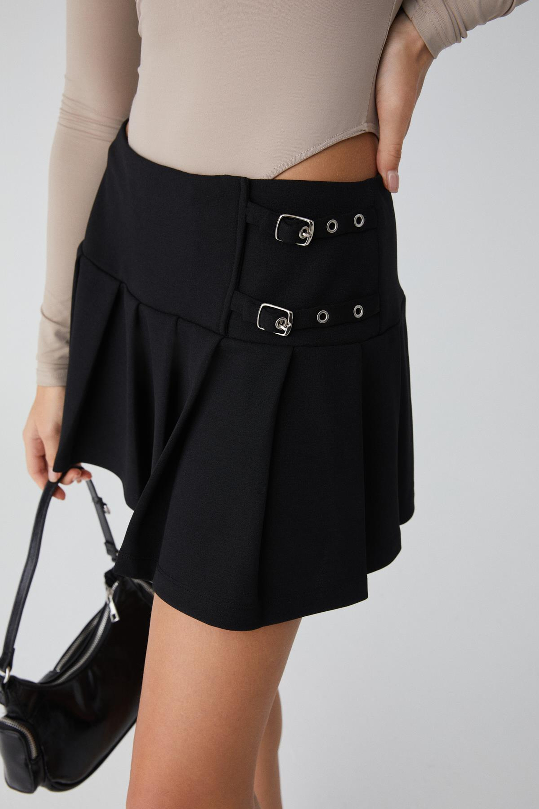 LEARY Kadın Yüksek Bel İnterlok Siyah Etek