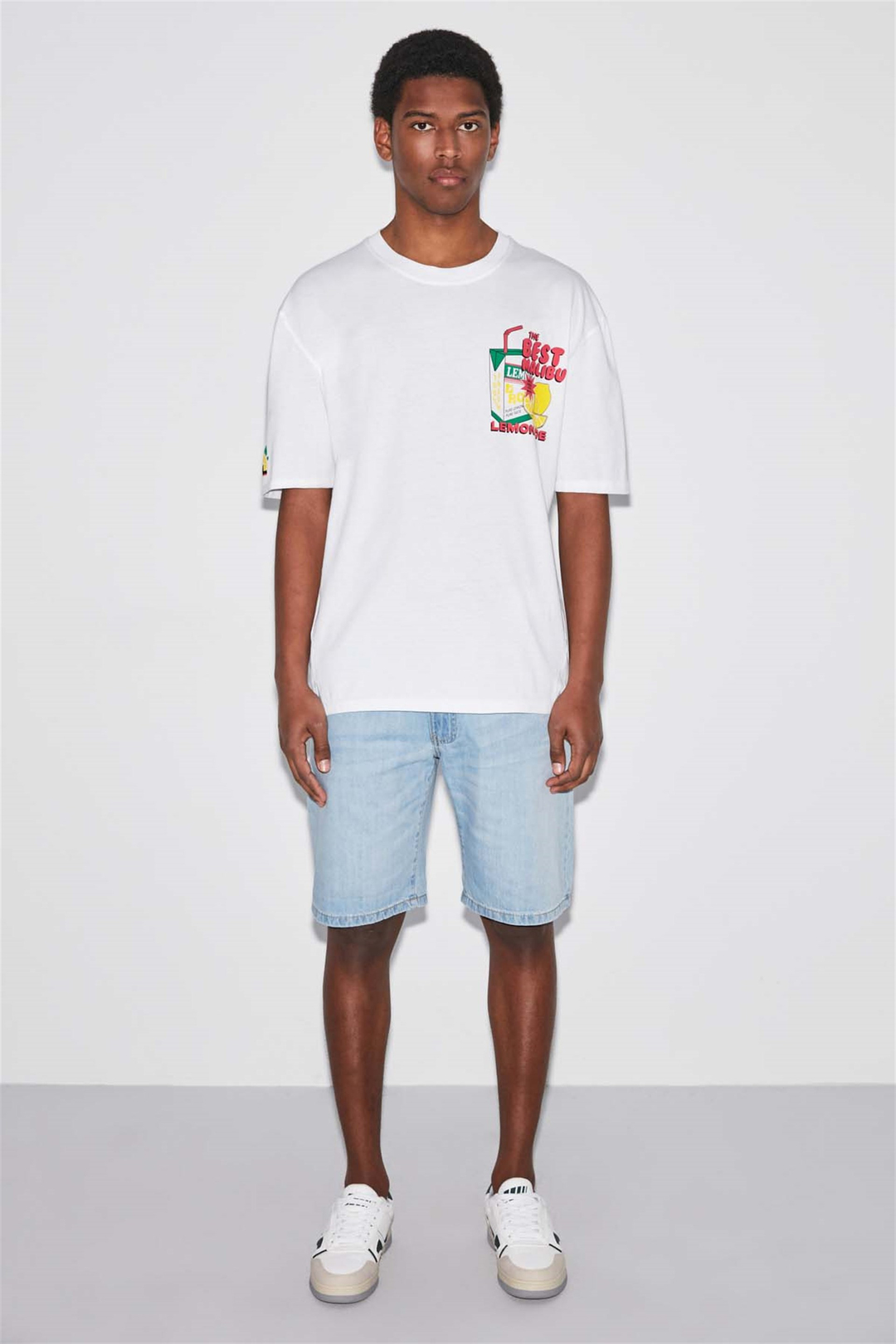 LEMONADE Örme Comfort Fit Beyaz  T-Shirt