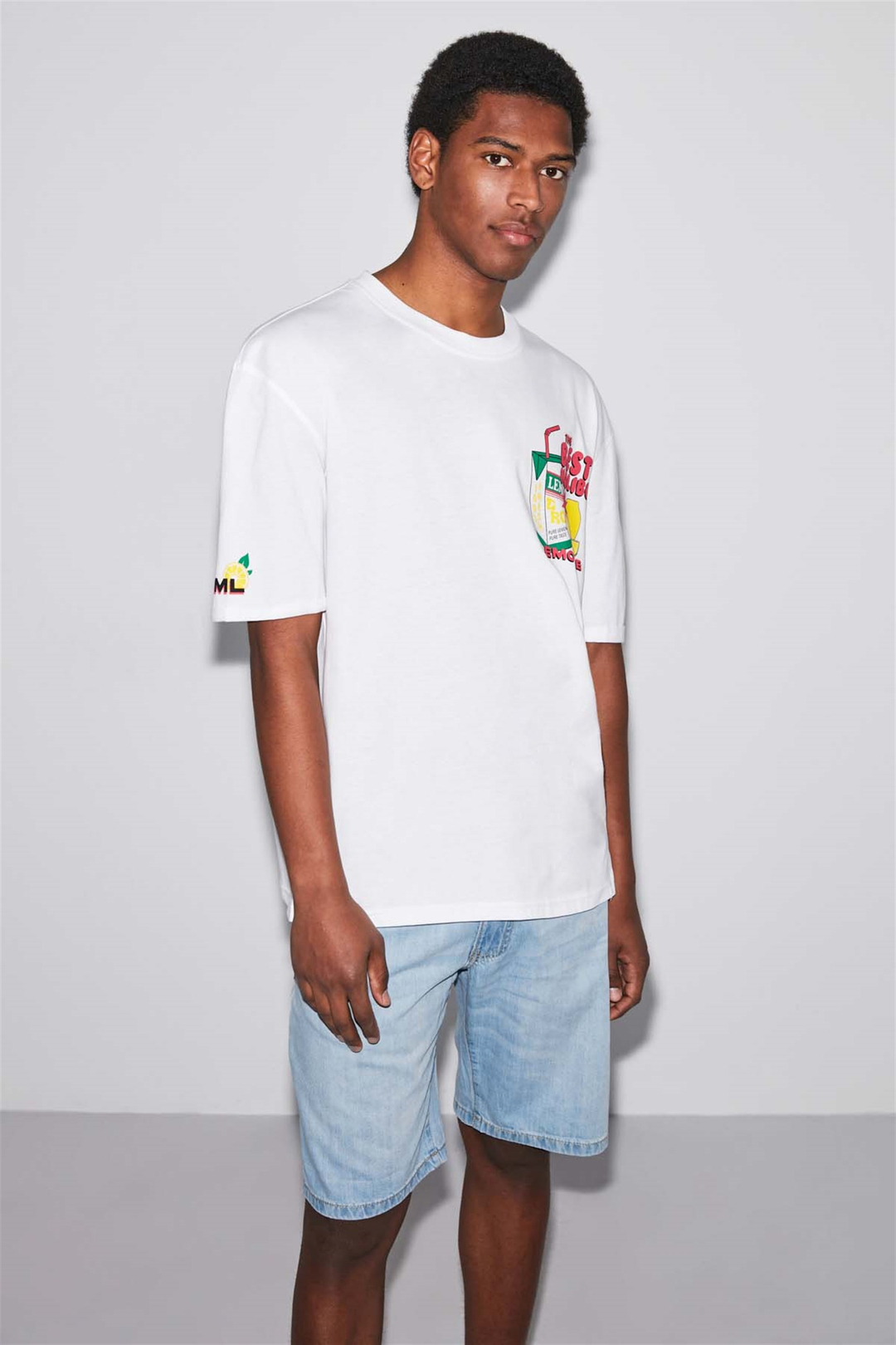 LEMONADE Örme Comfort Fit Beyaz  T-Shirt