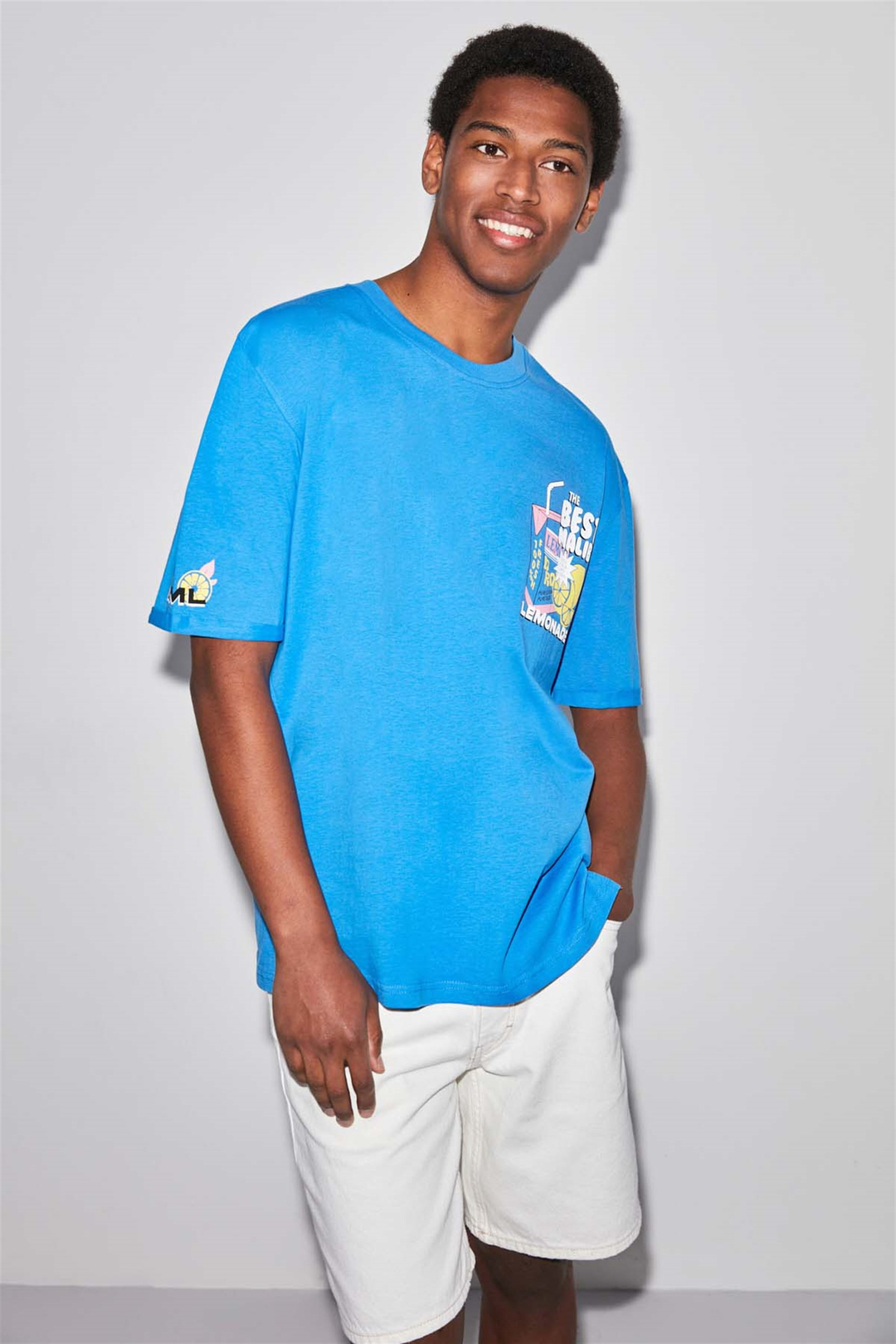 LEMONADE Örme Comfort Fit Mavi  T-Shirt