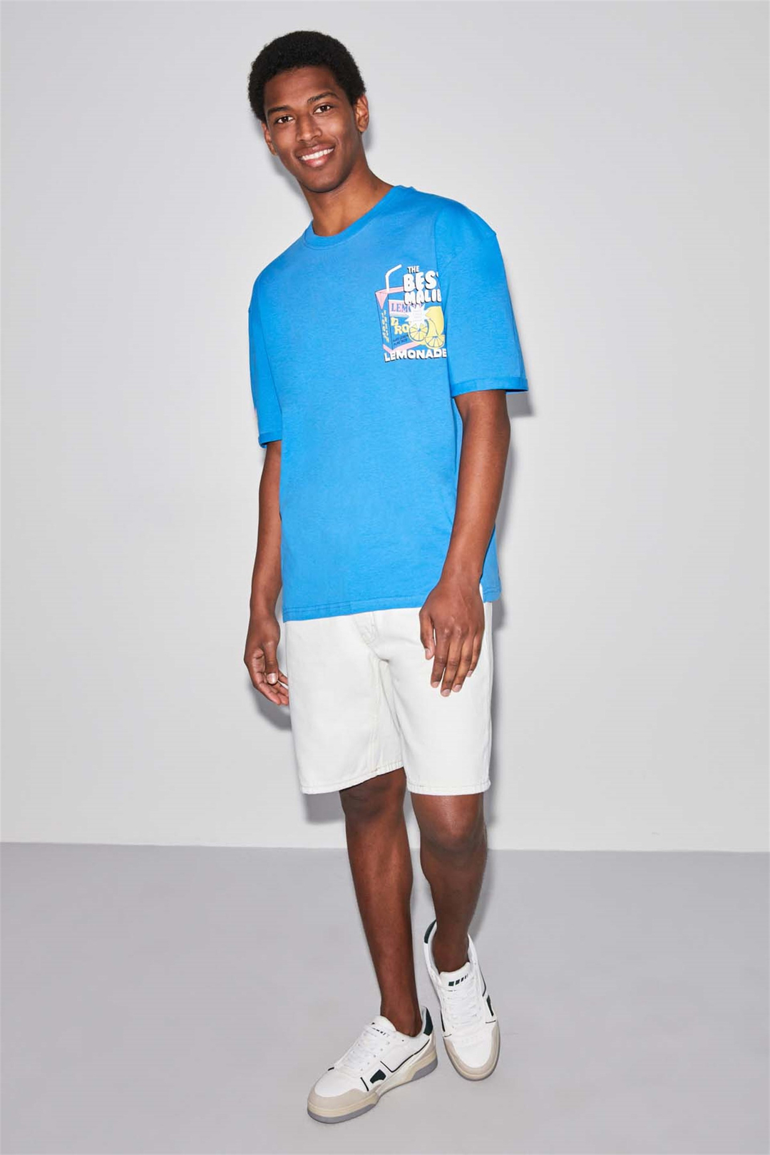 LEMONADE Örme Comfort Fit Mavi  T-Shirt