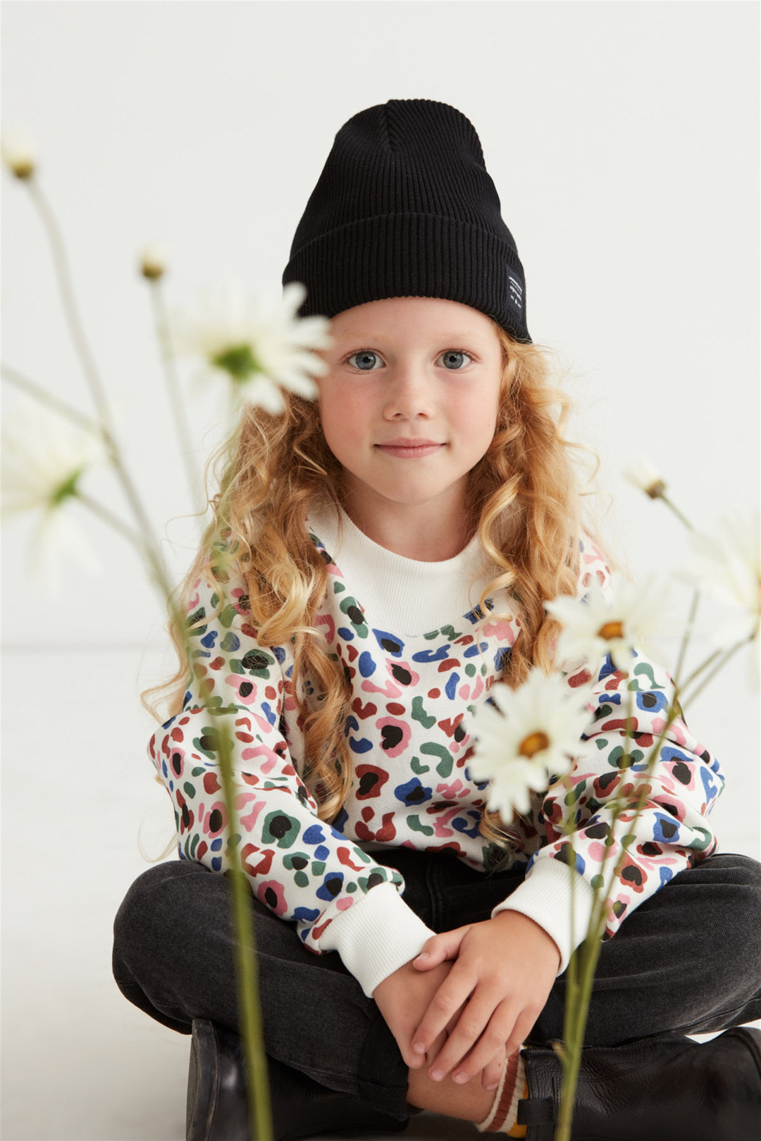 LIA Kadın Ekru Baskılı Yuvarlak Yaka Oversıze Sweatshirt