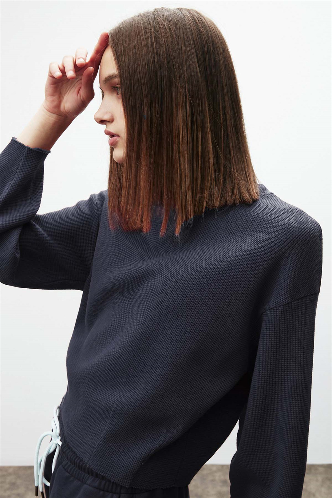 LIV Örme Crop Fit Lacivert  Sweatshirt