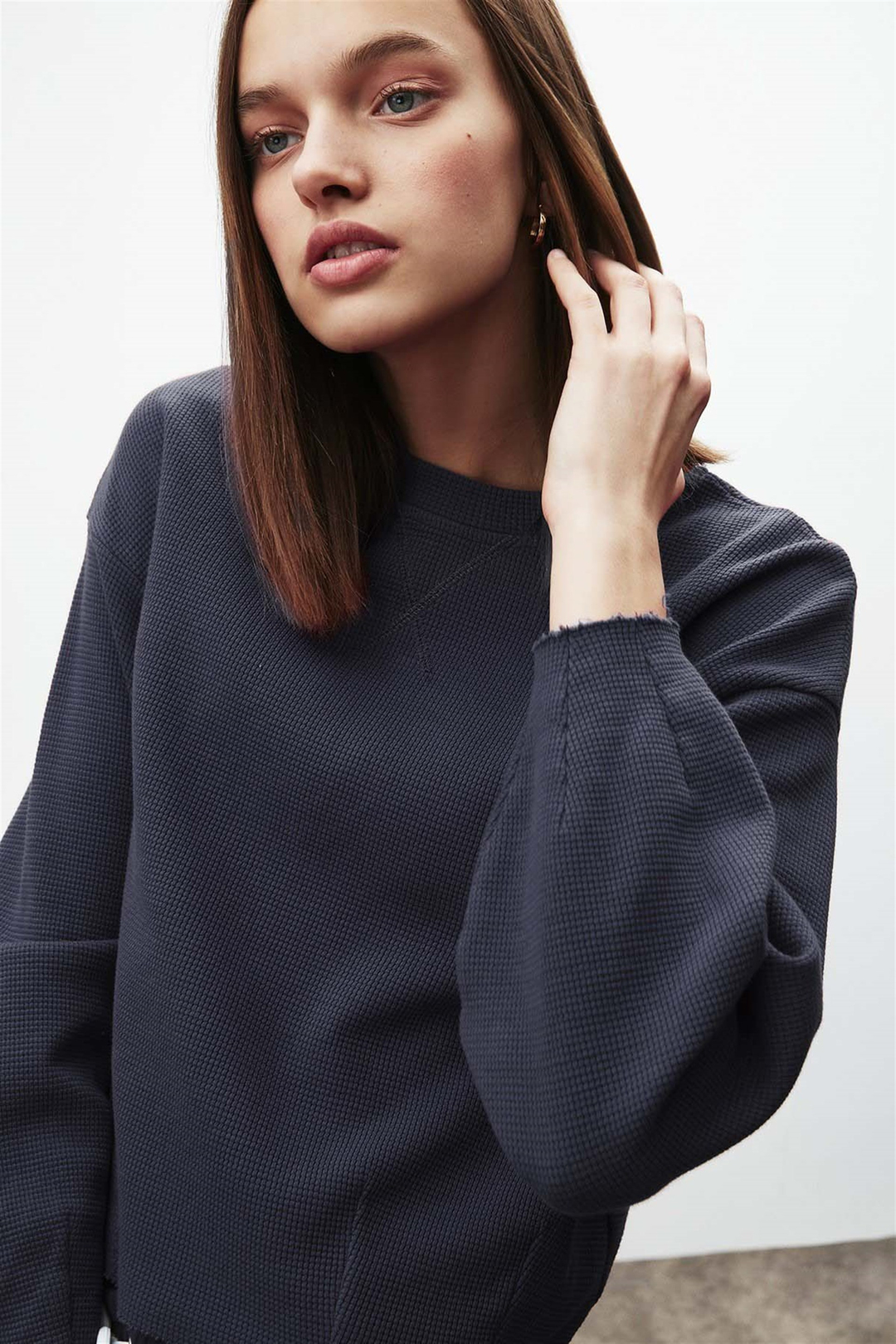 LIV Örme Crop Fit Lacivert  Sweatshirt