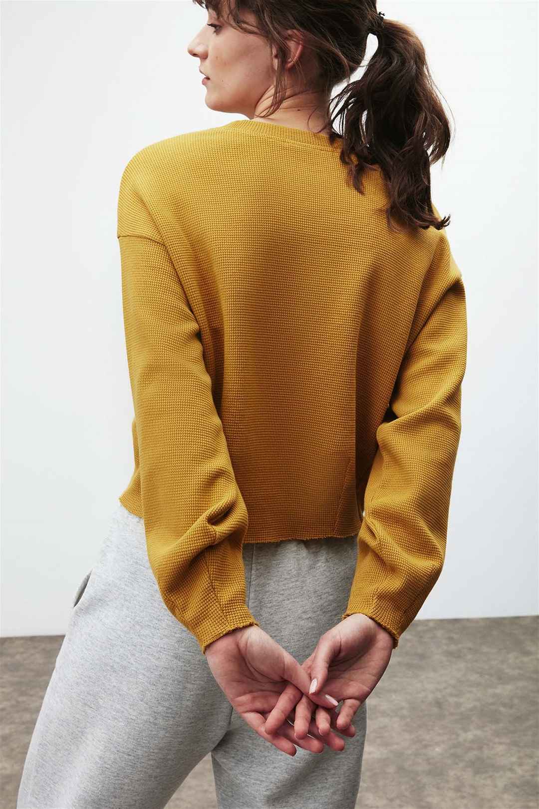 LIV Örme Crop Fit Safran Sarı  Sweatshirt