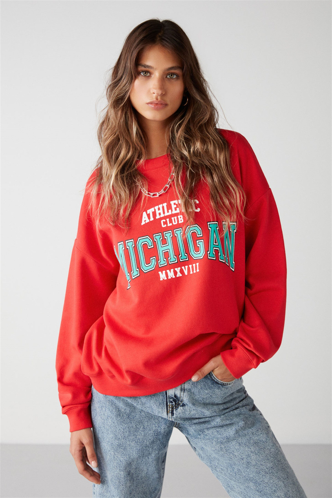 LIZA Örme Relaxed Kırmızı  Sweatshirt