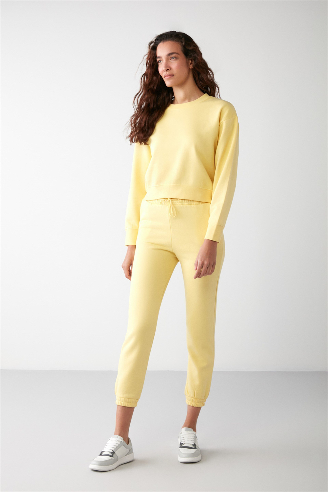LONA Dokuma Relaxed Sarı Tekli Sweatshirt