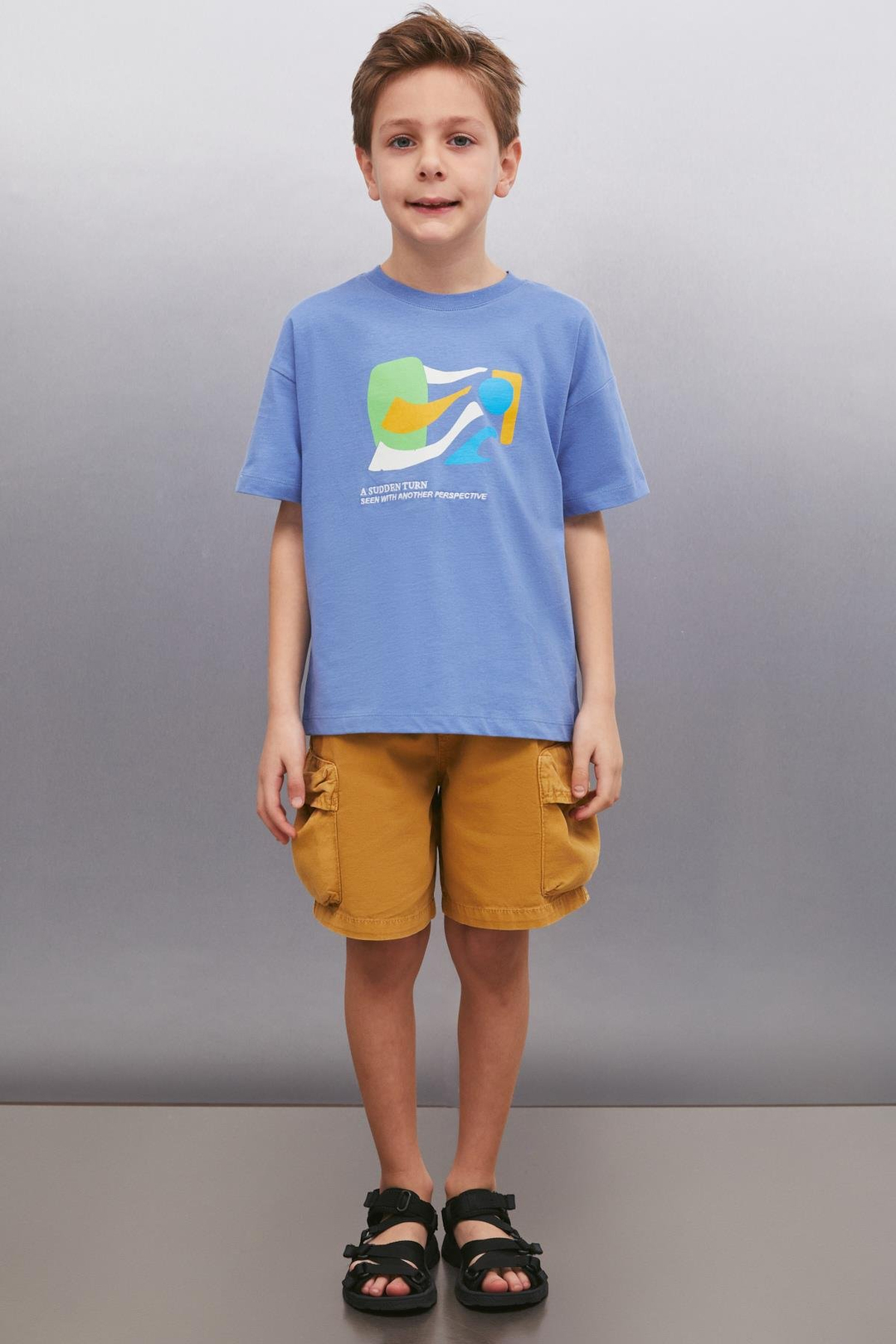 LORN   Mavi Tekli T-Shirt