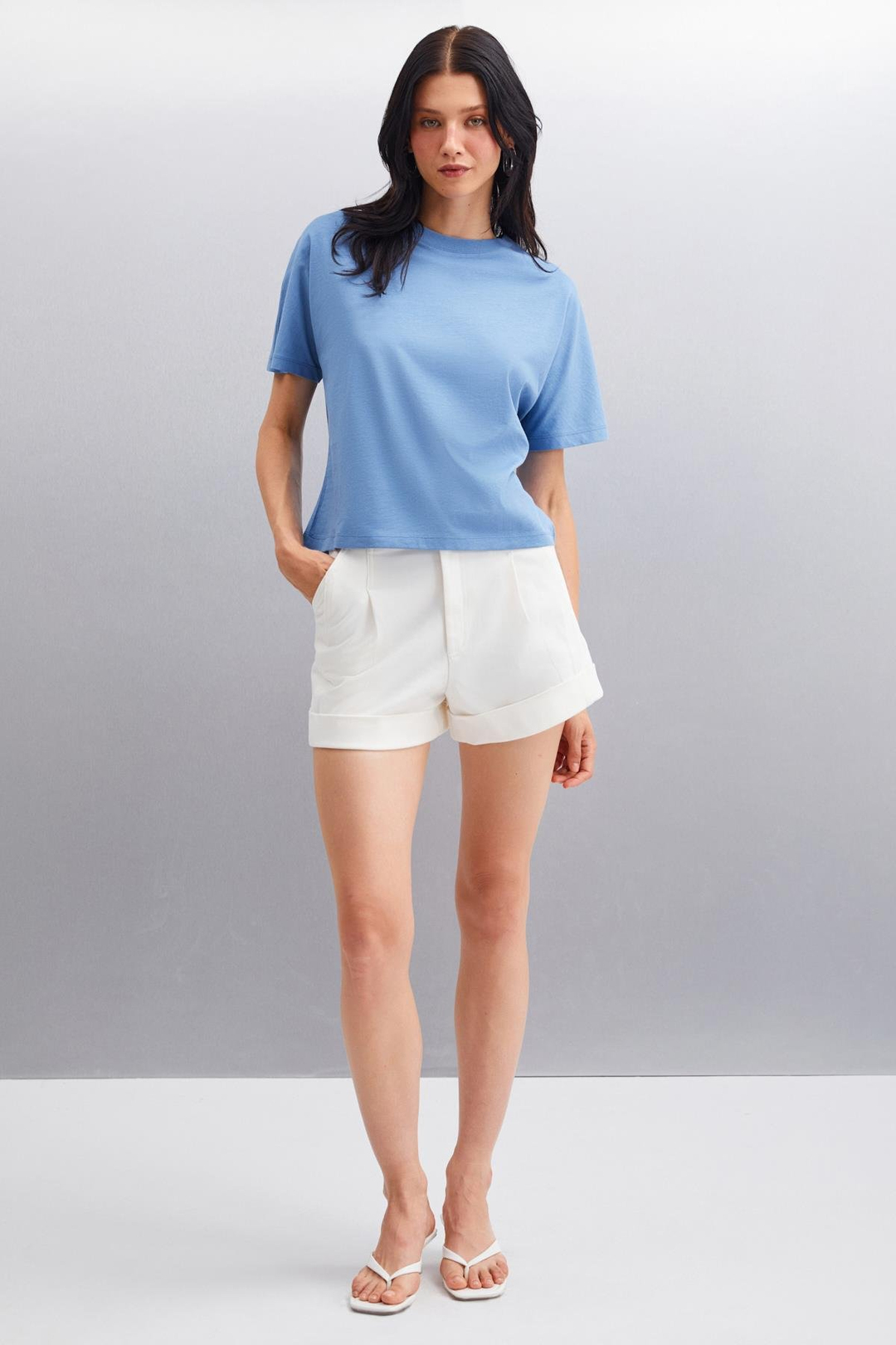 LOTTIE  Regular İndigo Tekli T-Shirt