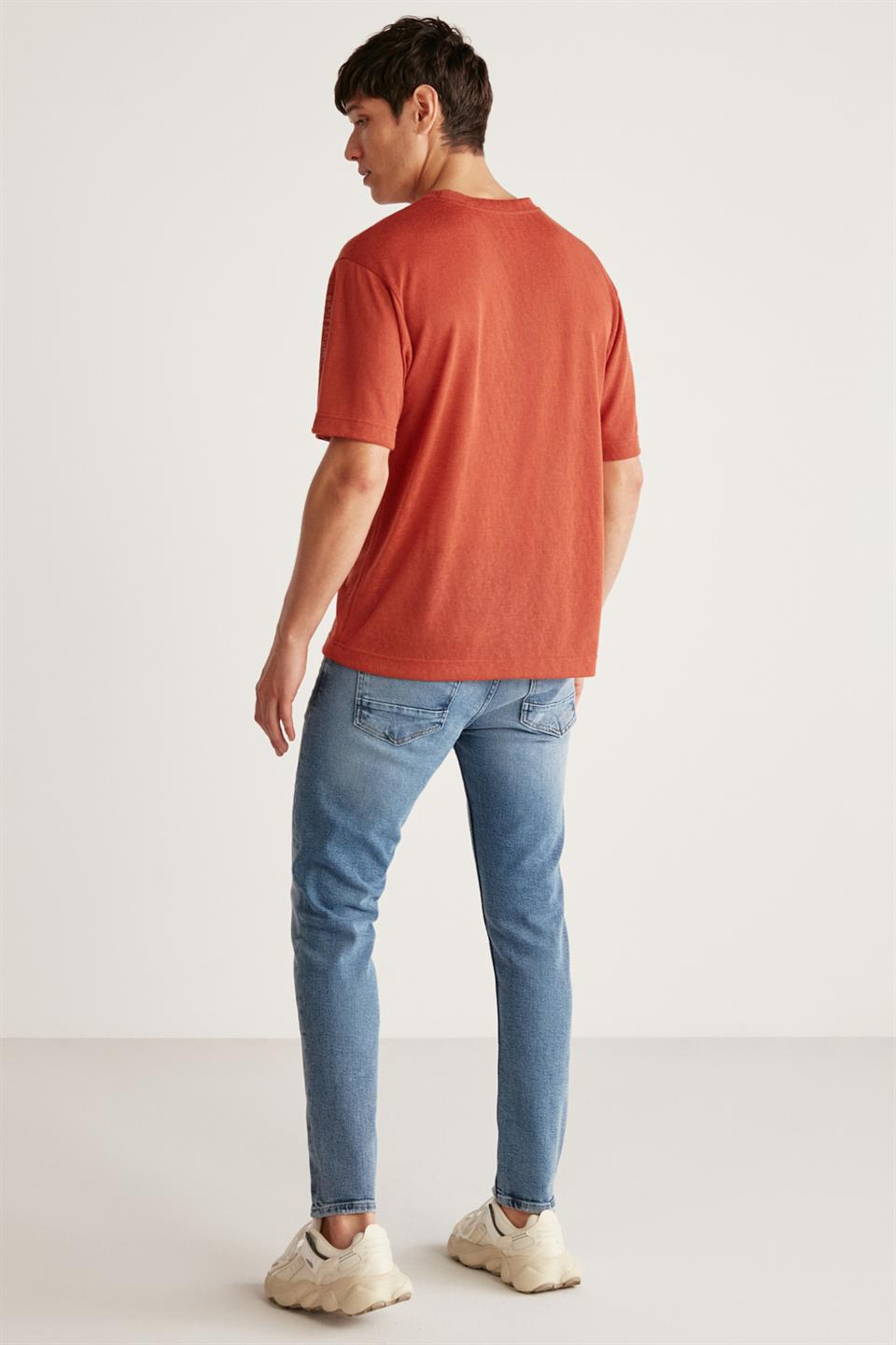 LUCAS Örme Regular Bordo Tekli T-Shirt