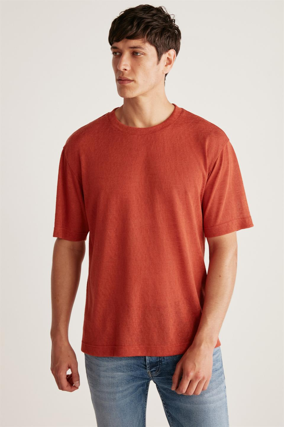 LUCAS Örme Regular Bordo Tekli T-Shirt