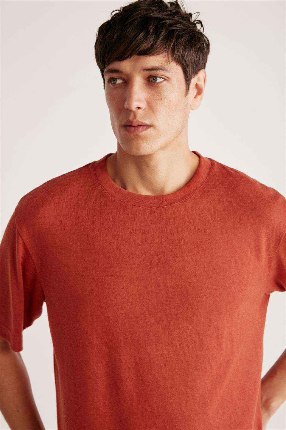 LUCAS Örme Regular Bordo Tekli T-Shirt