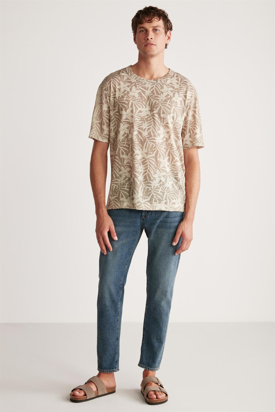 LUCAS Örme Regular Haki - Desenli Tekli T-Shirt