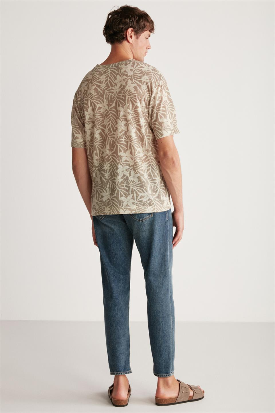 LUCAS Örme Regular Haki - Desenli Tekli T-Shirt