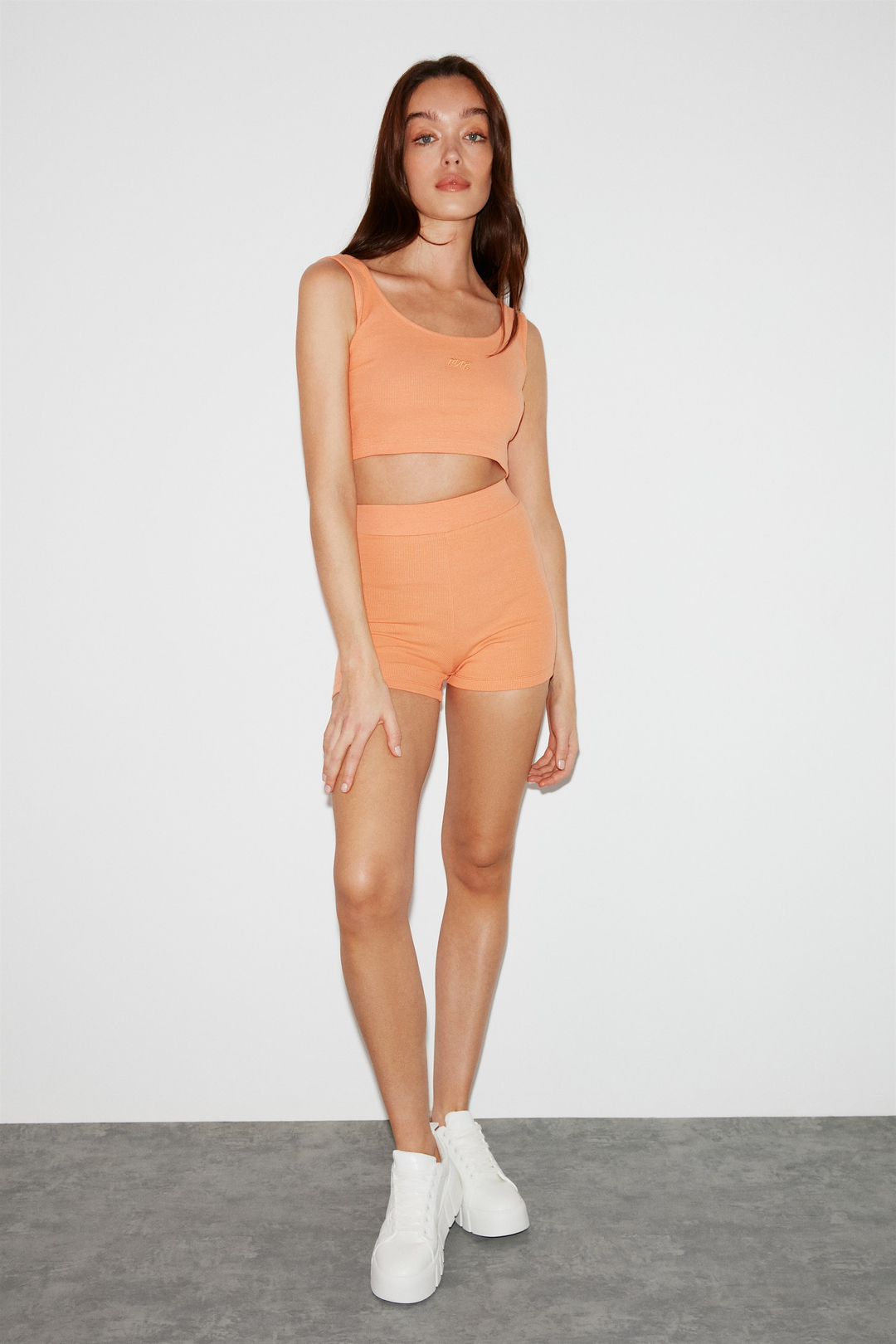 LUISA Kadın Turuncu Yıkamalı  Slim Fit Alt-Üst Takım