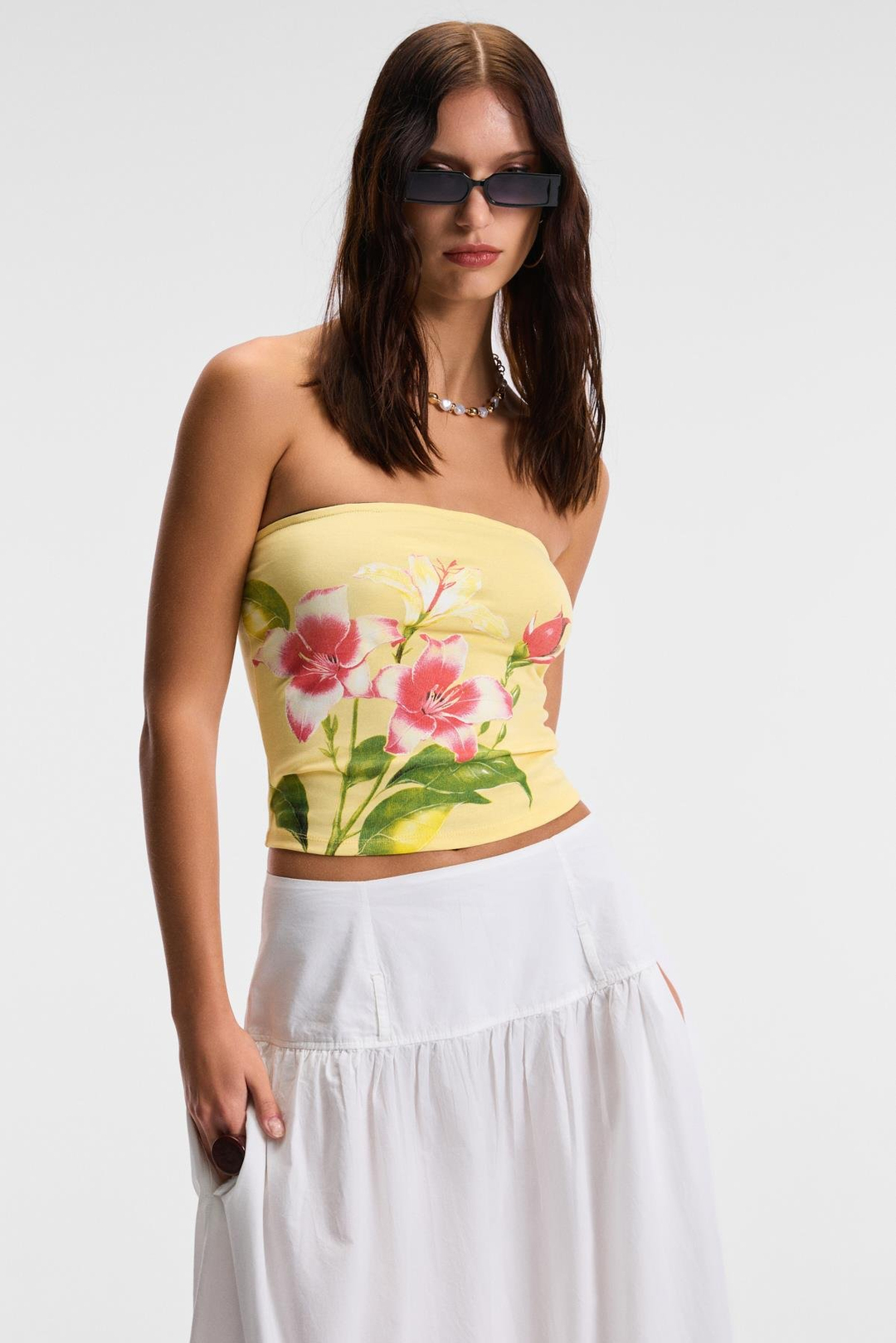 LUNESSA Kadın Vücutta Sabit Duran Silikon Lastikli Straplez Sarı Bluz