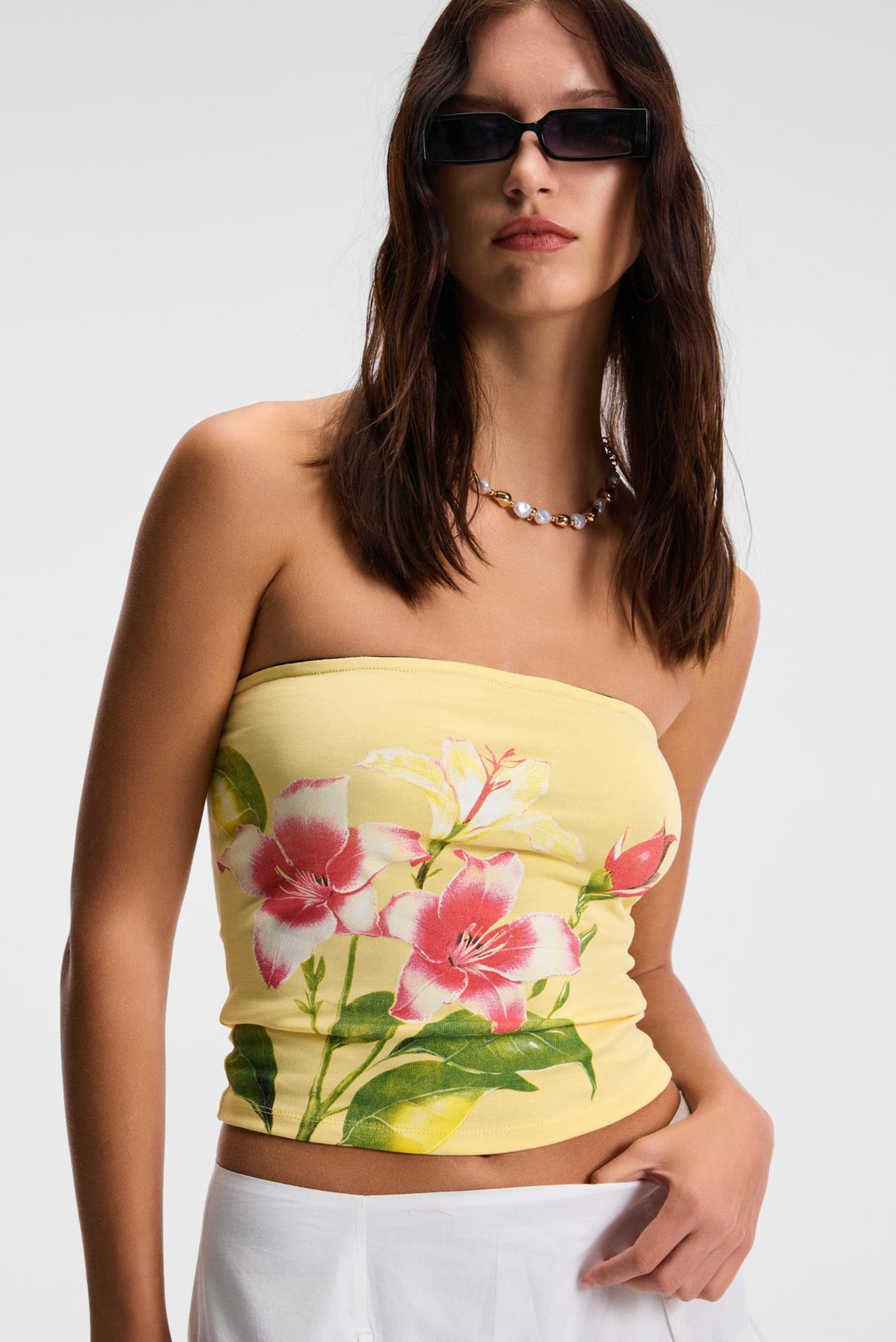 LUNESSA Kadın Vücutta Sabit Duran Silikon Lastikli Straplez Sarı Bluz