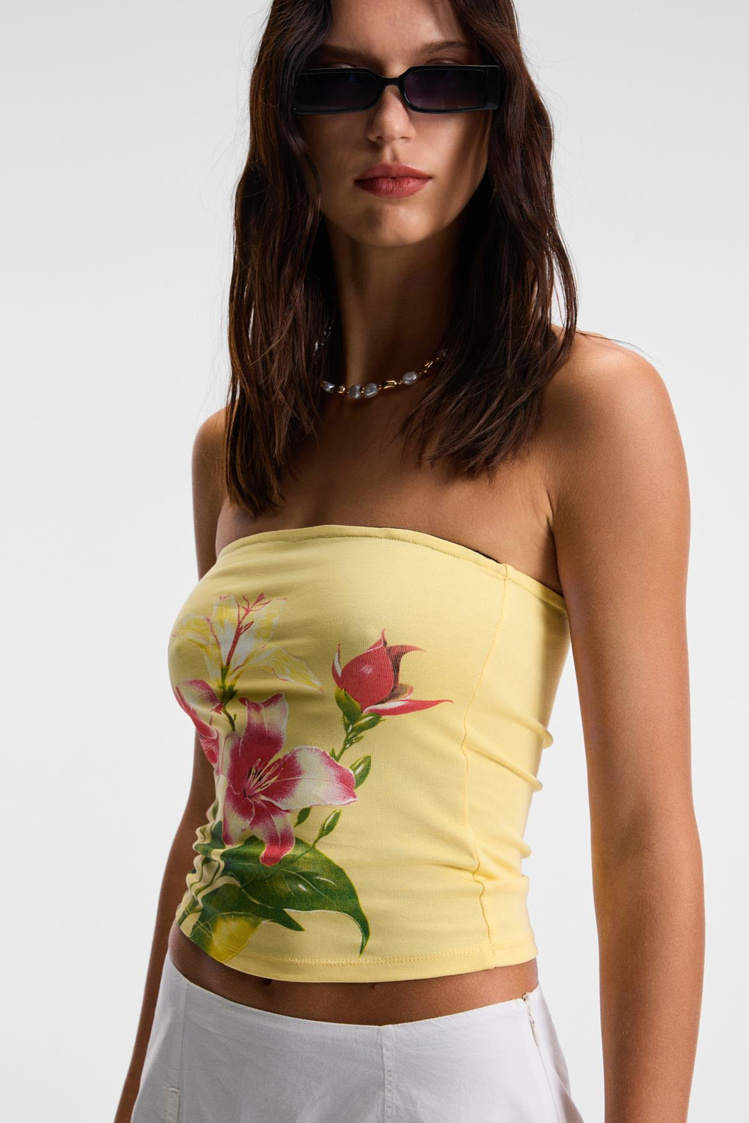 LUNESSA Kadın Vücutta Sabit Duran Silikon Lastikli Straplez Sarı Bluz