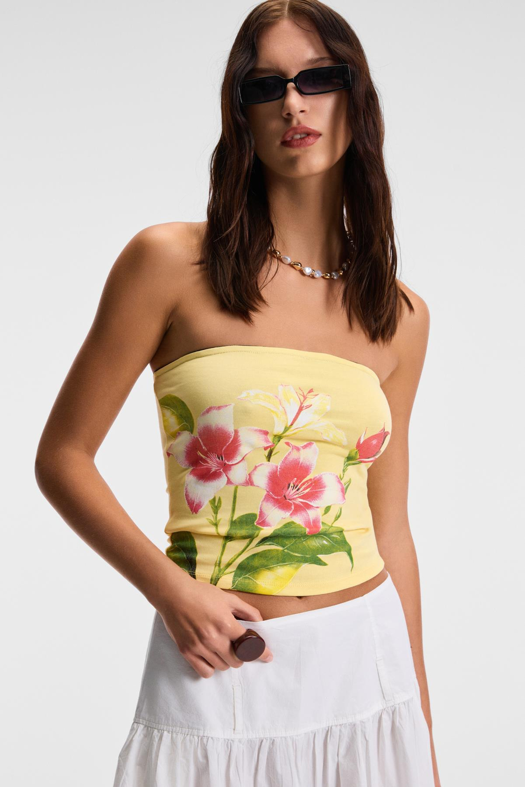 LUNESSA Kadın Vücutta Sabit Duran Silikon Lastikli Straplez Sarı Bluz