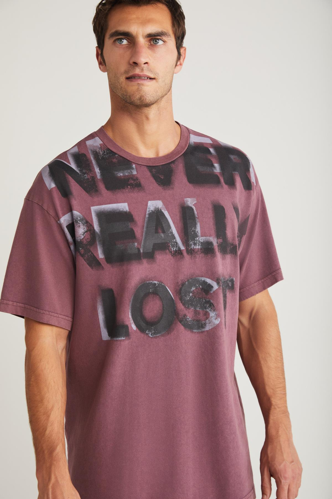 LUTHER Basic Oversize Mor Tekli T-Shirt