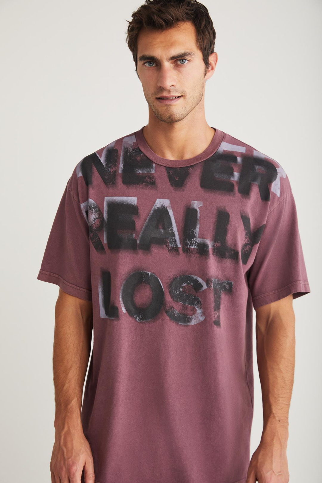 LUTHER Basic Oversize Mor Tekli T-Shirt