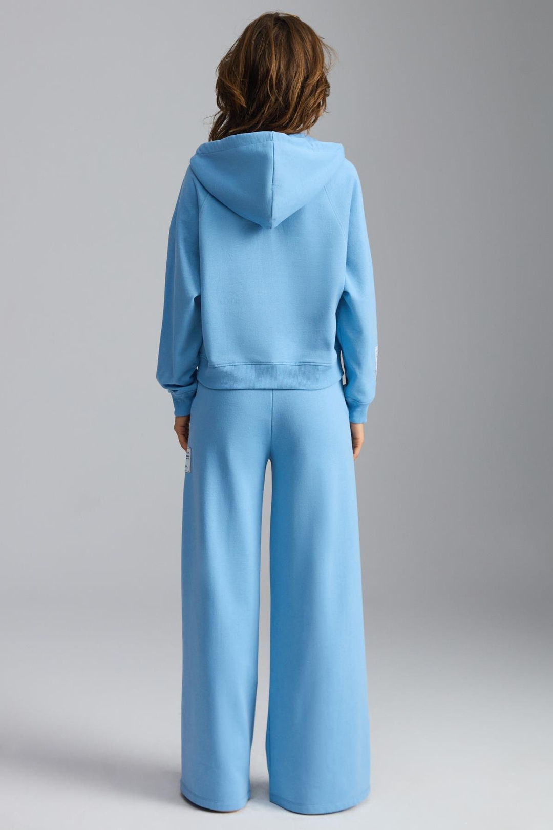 LYKA Kadın Organik Pamuk 3 İplik İçi Şardonlu Süs Etiketi Detaylı Regular Mavi Hoodie