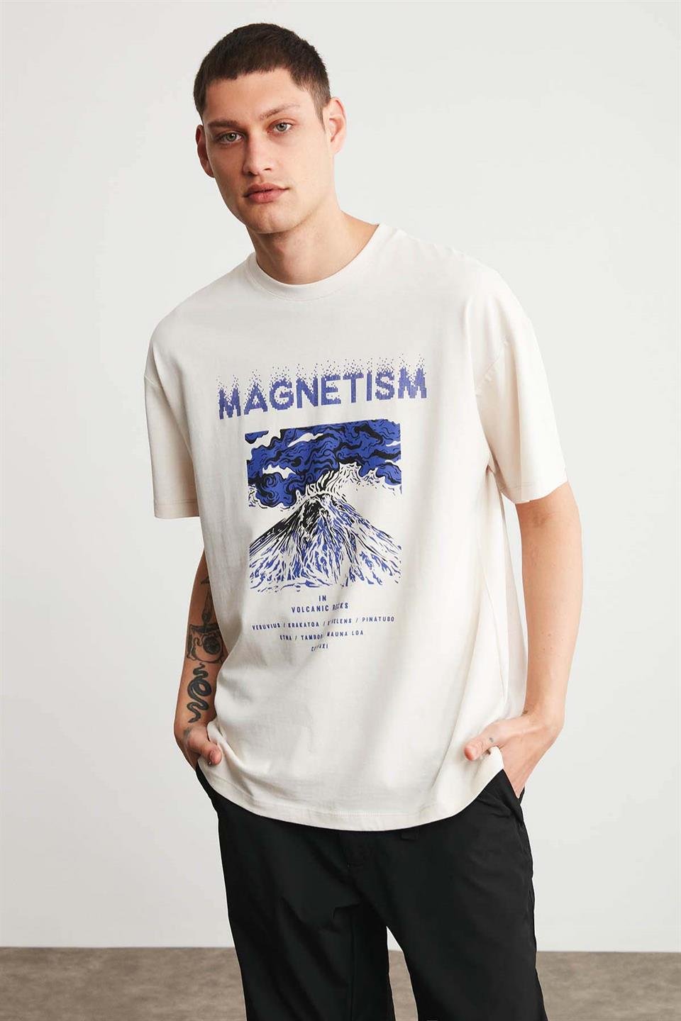 MADDOX Örme Oversize Ekru  T-Shirt