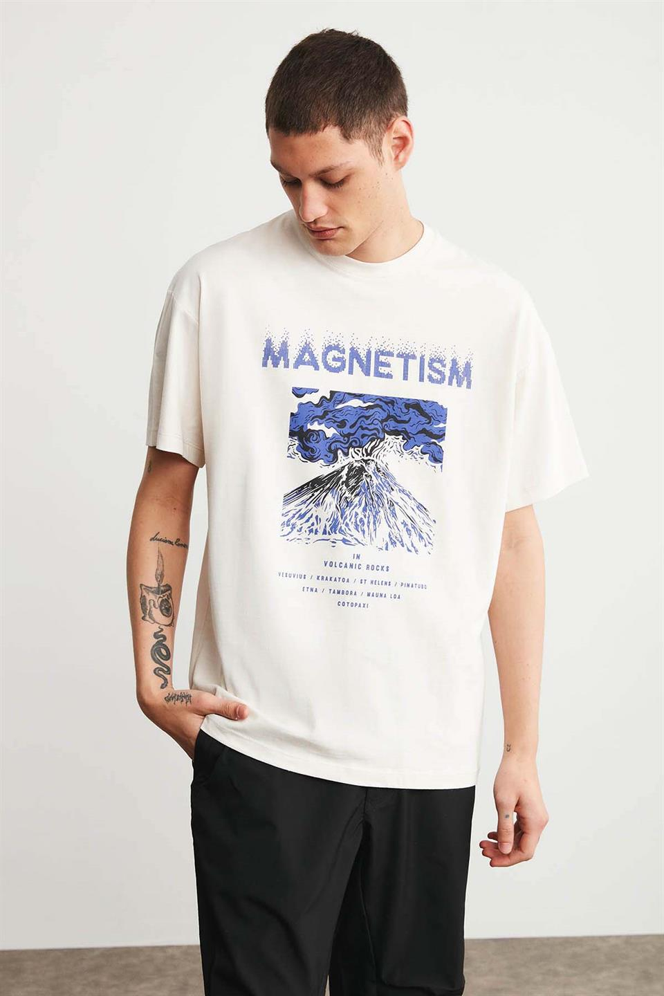 MADDOX Örme Oversize Ekru  T-Shirt