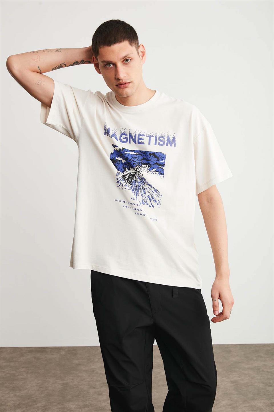 MADDOX Örme Oversize Ekru  T-Shirt