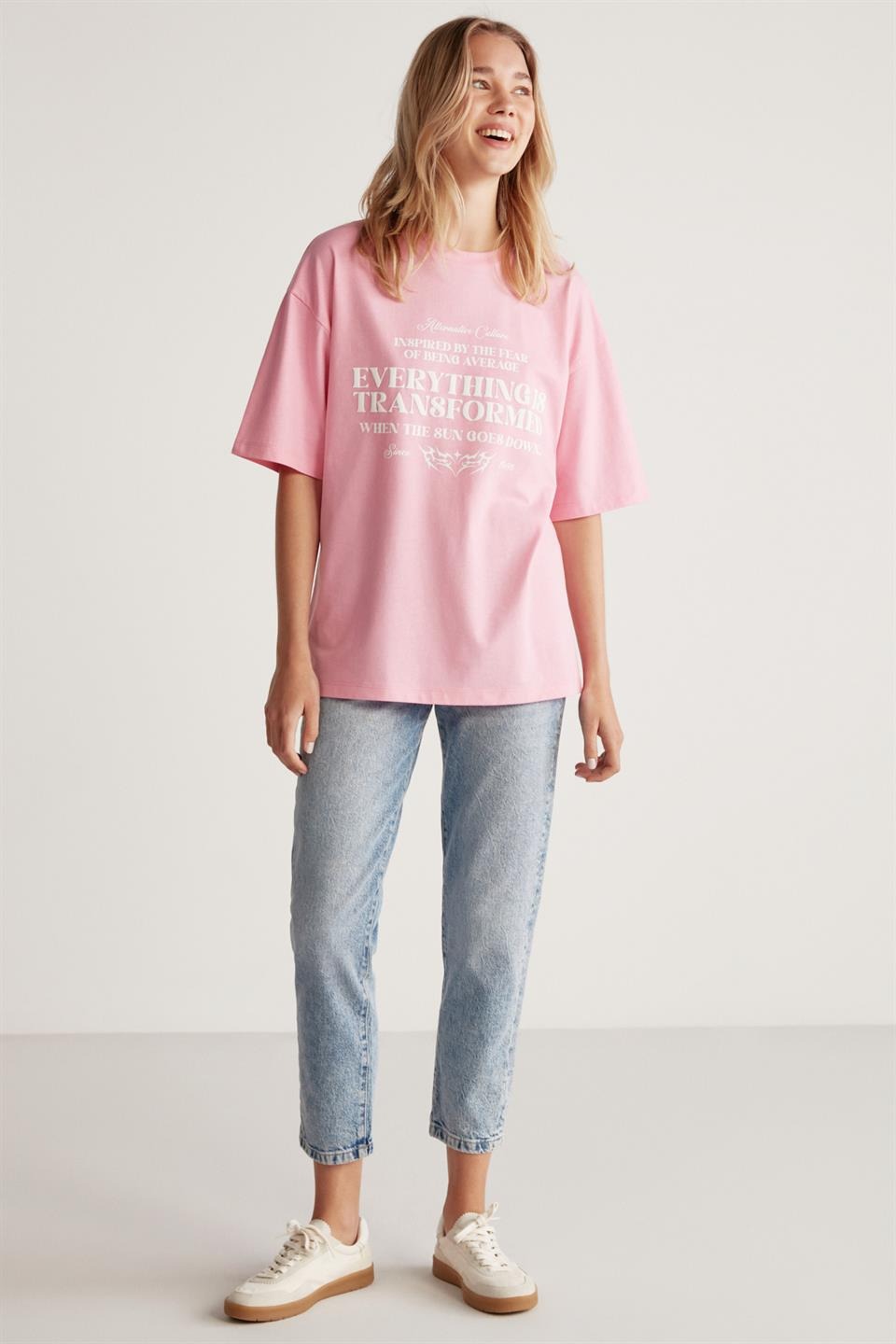 MADELINE Örme Oversize Pembe  T-Shirt