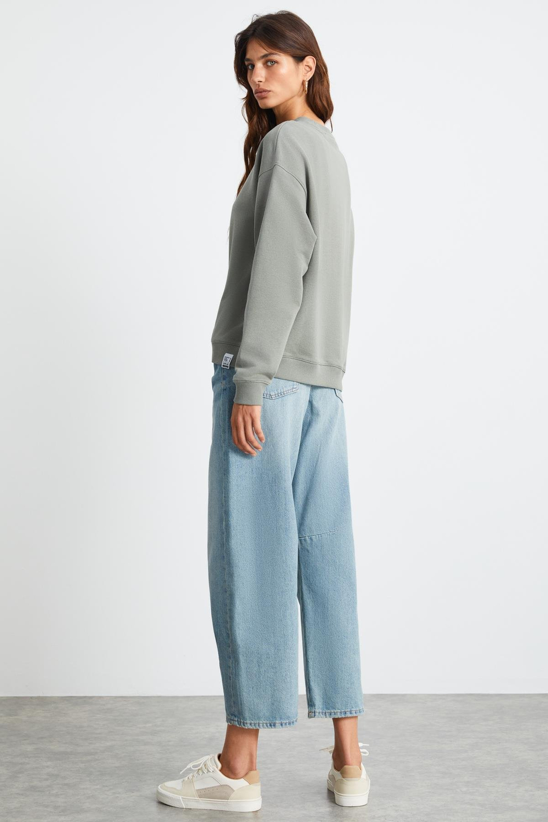 MAIJA Relaxed Oversize Açık Haki Tekli Sweatshirt