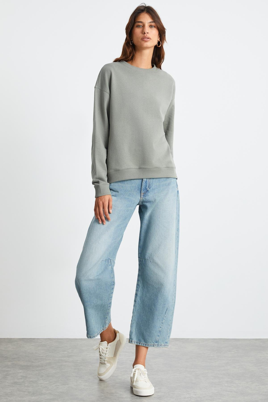 MAIJA Relaxed Oversize Açık Haki Tekli Sweatshirt