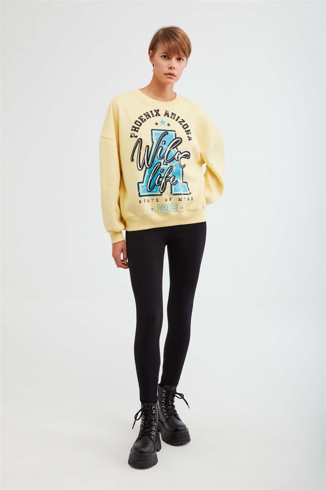 MAJ Örme Oversize Sarı  Sweatshirt