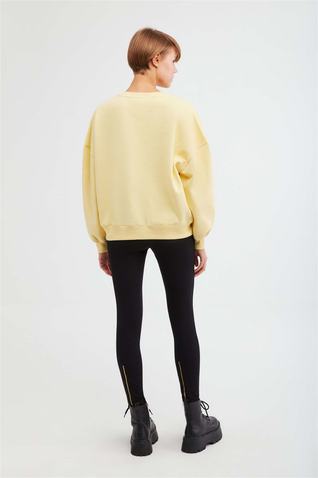 MAJ Örme Oversize Sarı  Sweatshirt