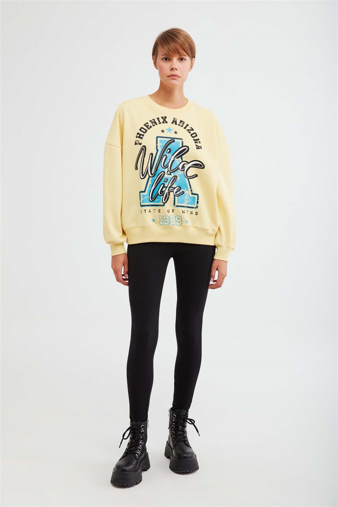 MAJ Örme Oversize Sarı  Sweatshirt
