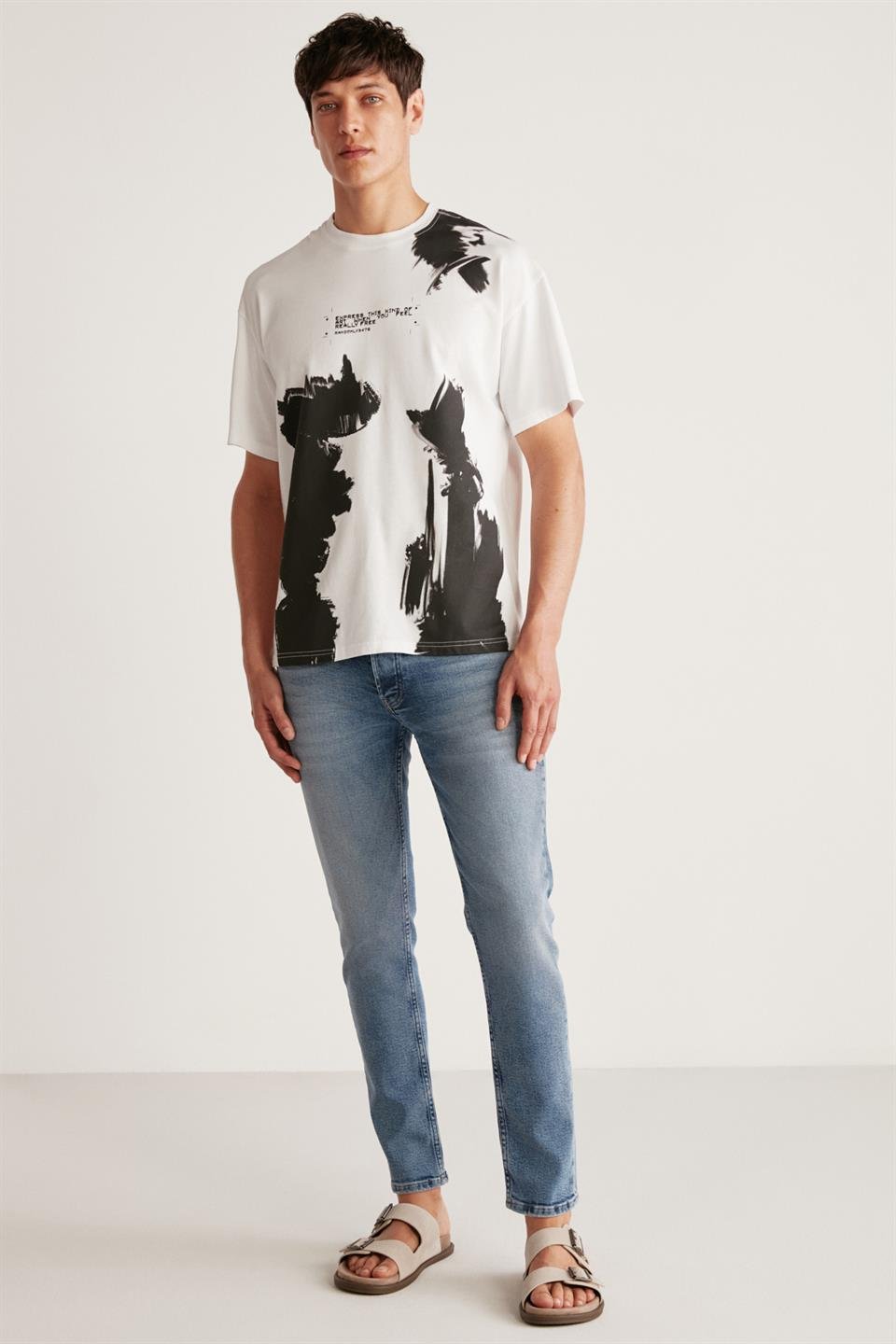 MAKAROV Örme Oversize Beyaz  T-Shirt