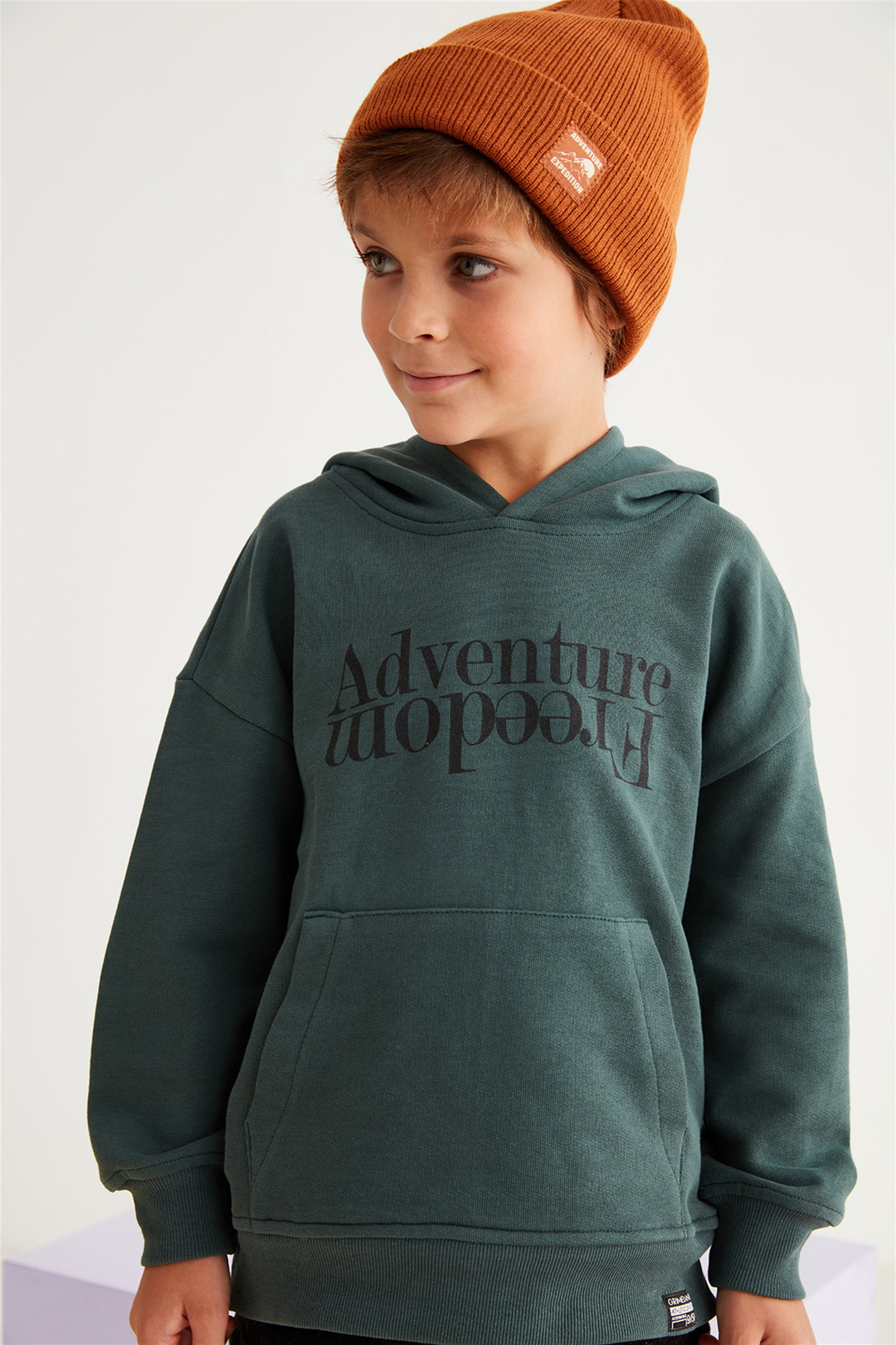 MARC Çocuk Yeşil Baskılı Kapüşonlu Comfort Fit Sweatshirt