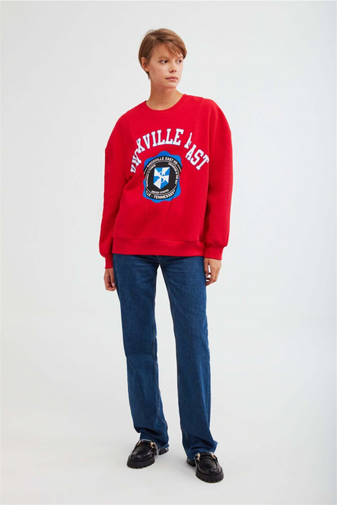 MARDI Örme Oversize Kırmızı  Sweatshirt