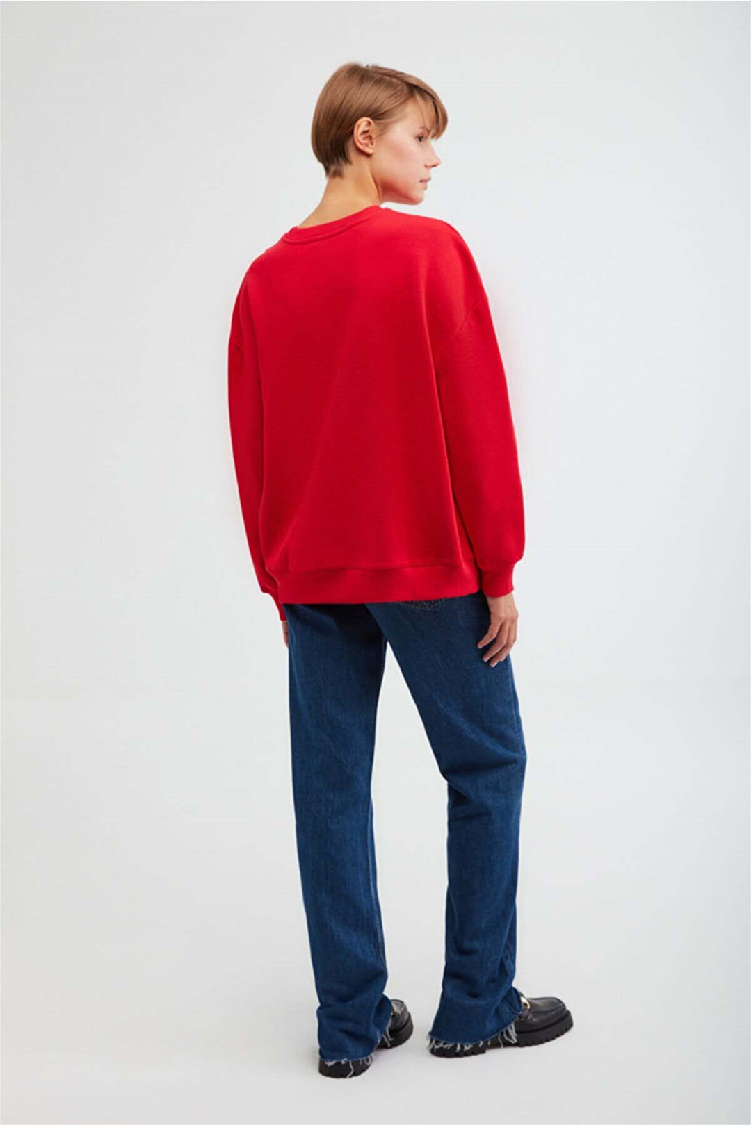MARDI Örme Oversize Kırmızı  Sweatshirt