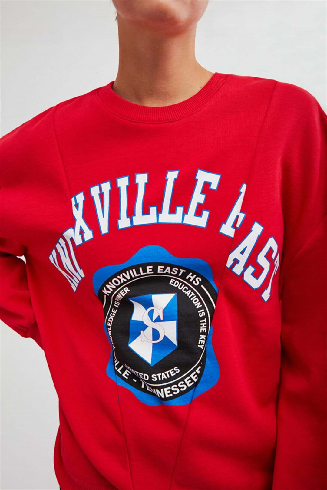 MARDI Örme Oversize Kırmızı  Sweatshirt