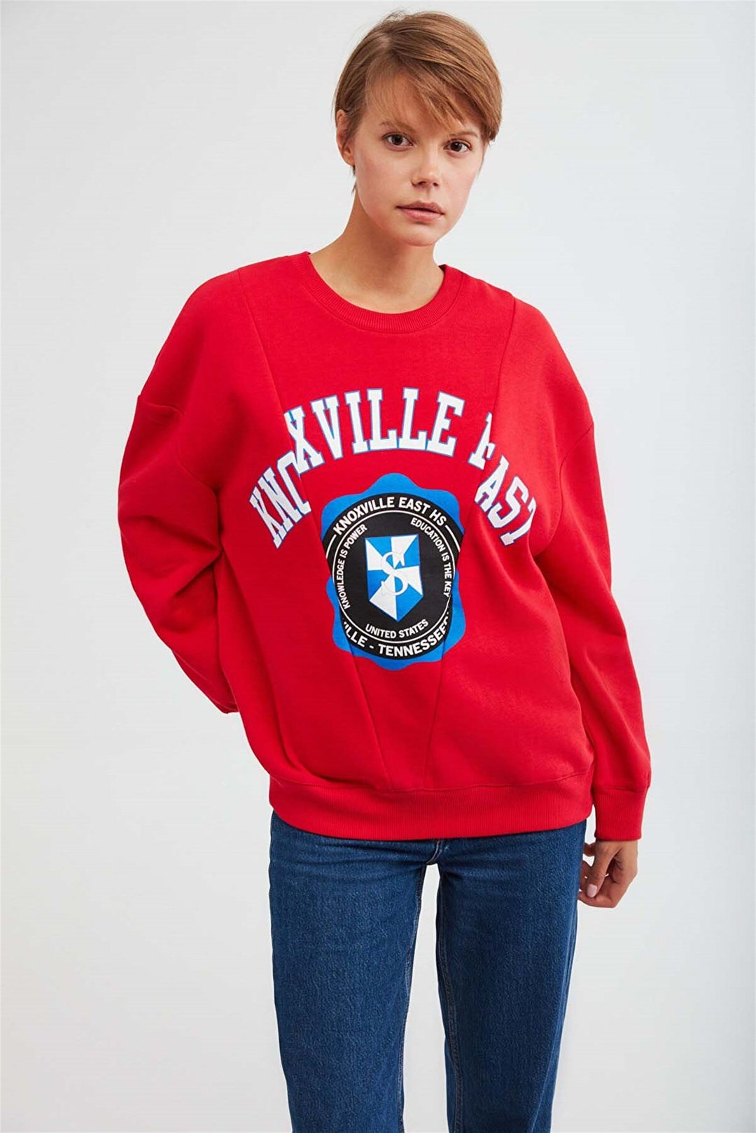 MARDI Örme Oversize Kırmızı  Sweatshirt
