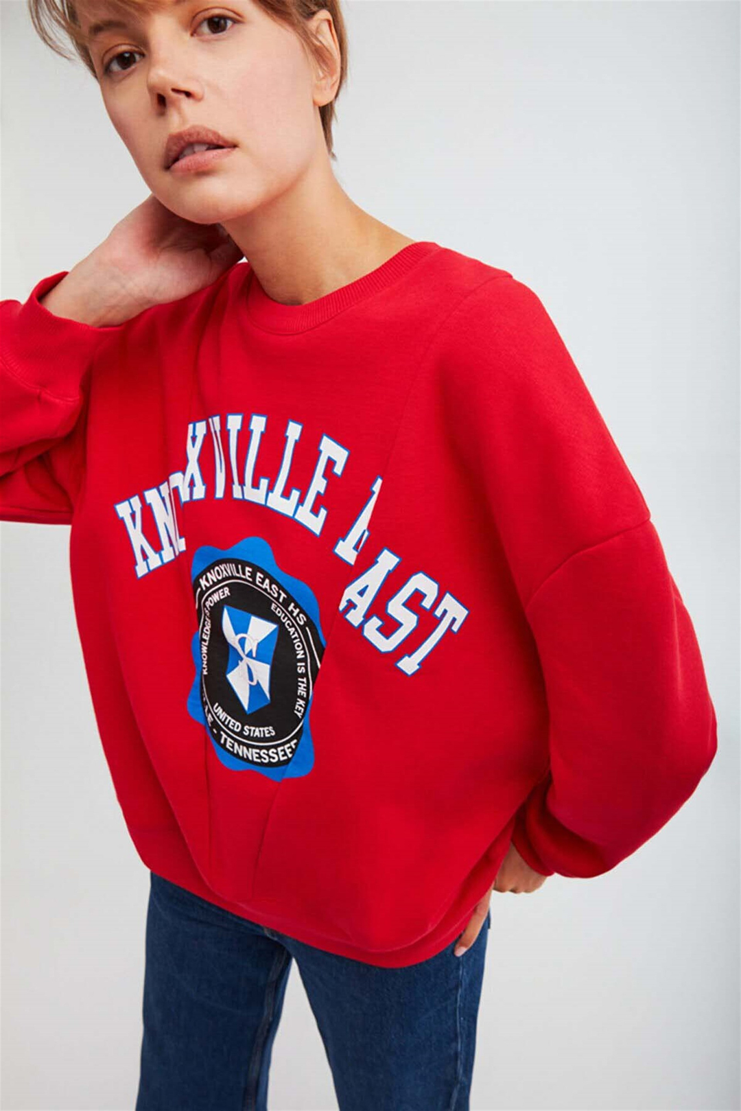 MARDI Örme Oversize Kırmızı  Sweatshirt