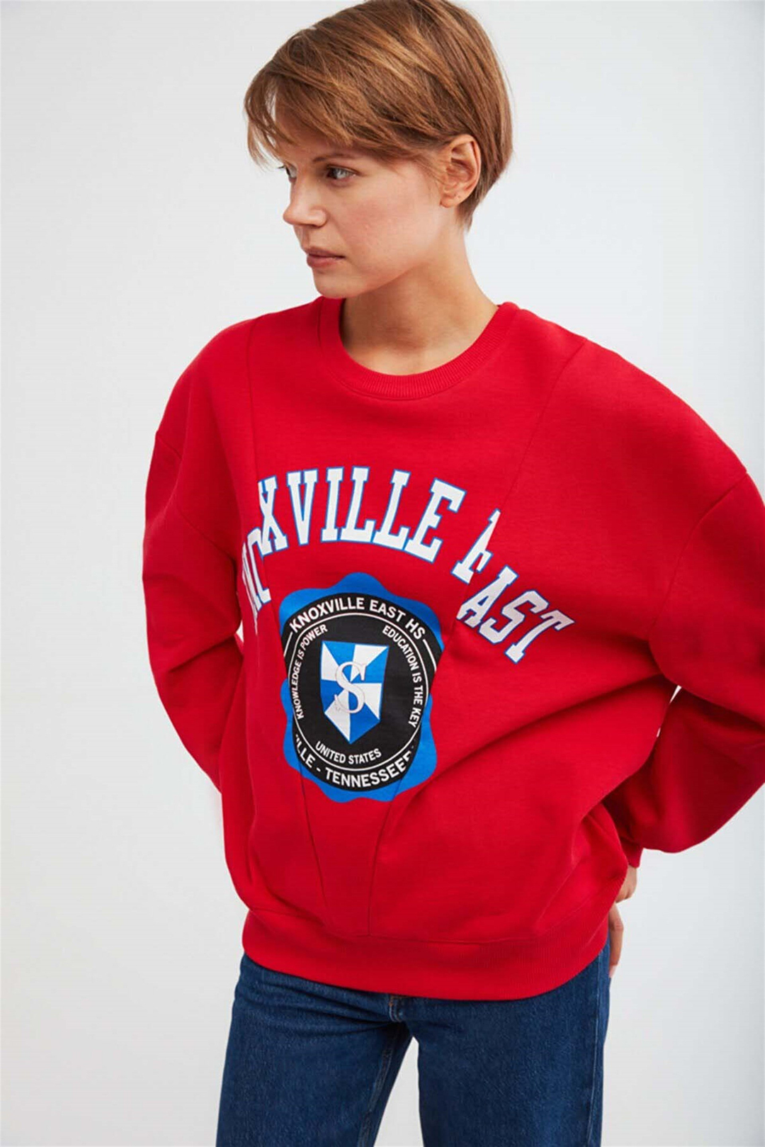 MARDI Örme Oversize Kırmızı  Sweatshirt