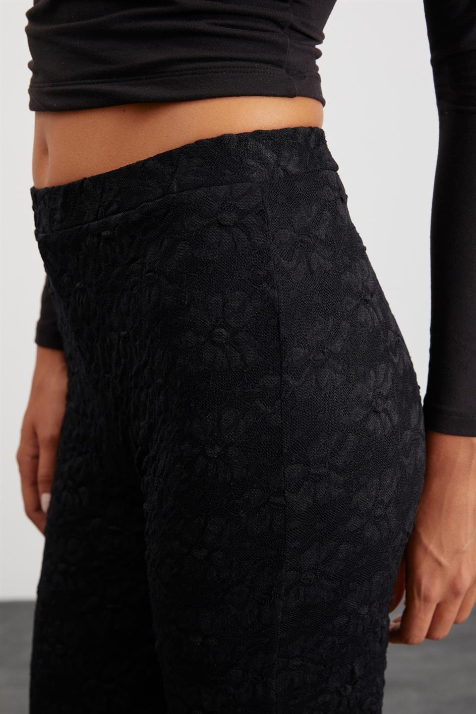 MARISOL Wide Leg Regular Siyah  Pantolon