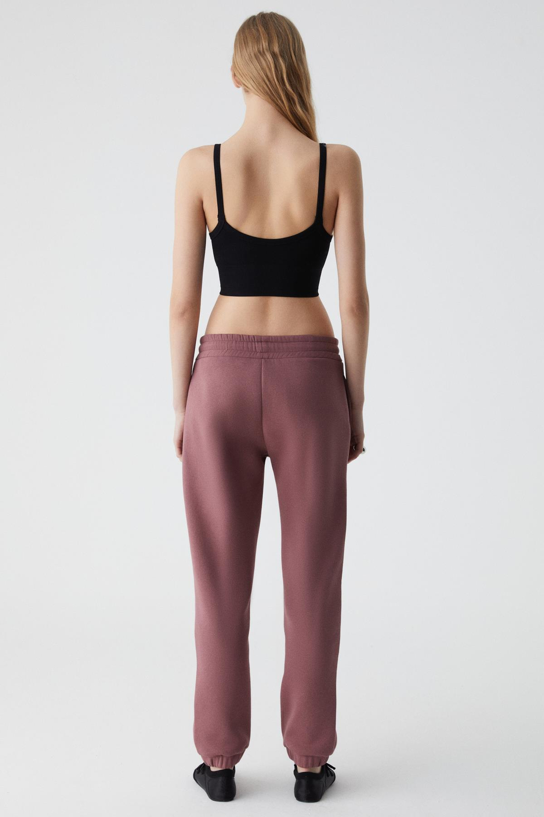 MARITZA Kadın İçi Polarlı %100 Organik Pamuklu Beli Paçası Lastikli Relaxed Mürdüm Eşofman Altı