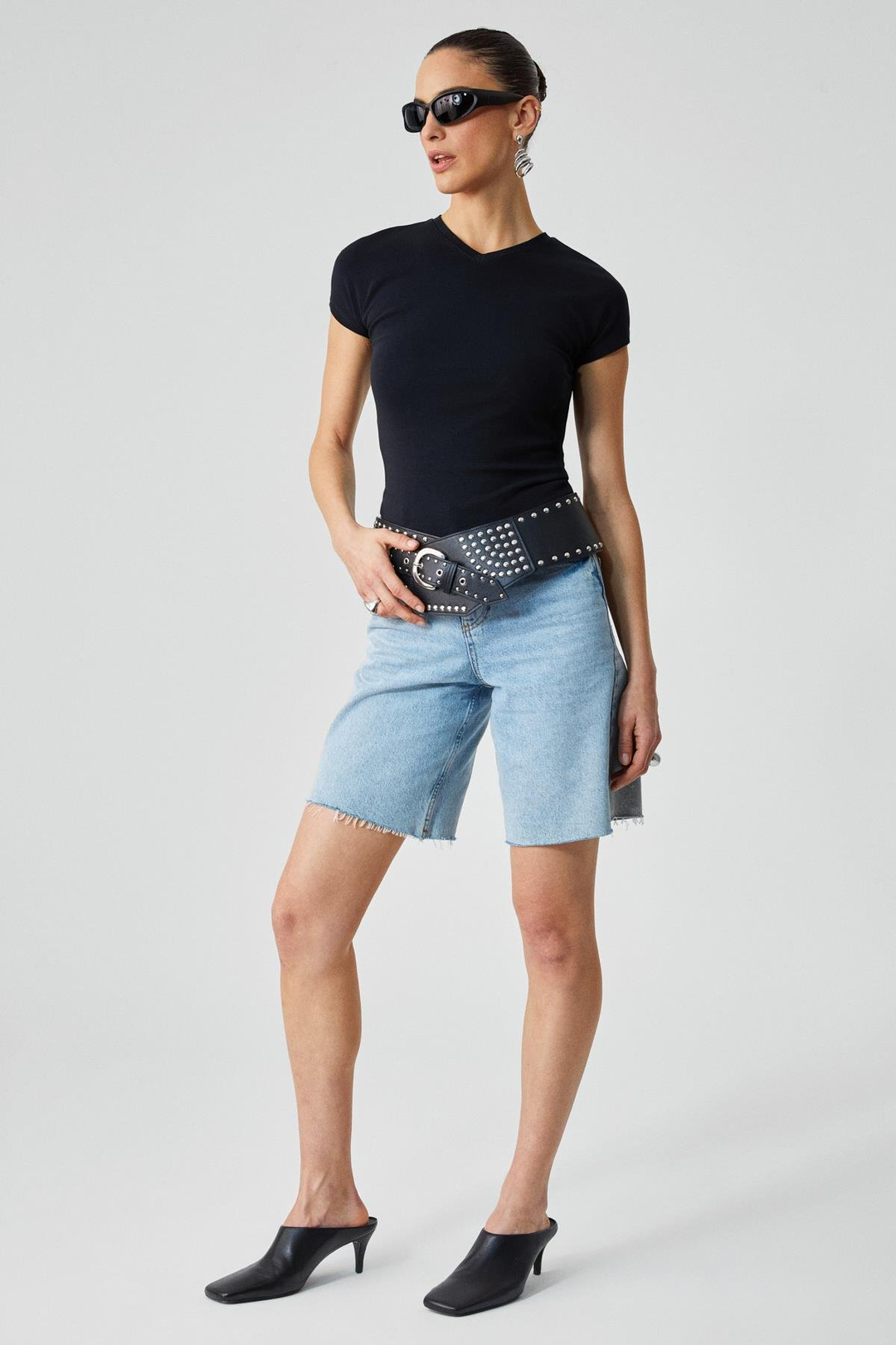 MARTA Kadın Yuvarlak Yaka Kısa Kol Slim Siyah T-Shirt