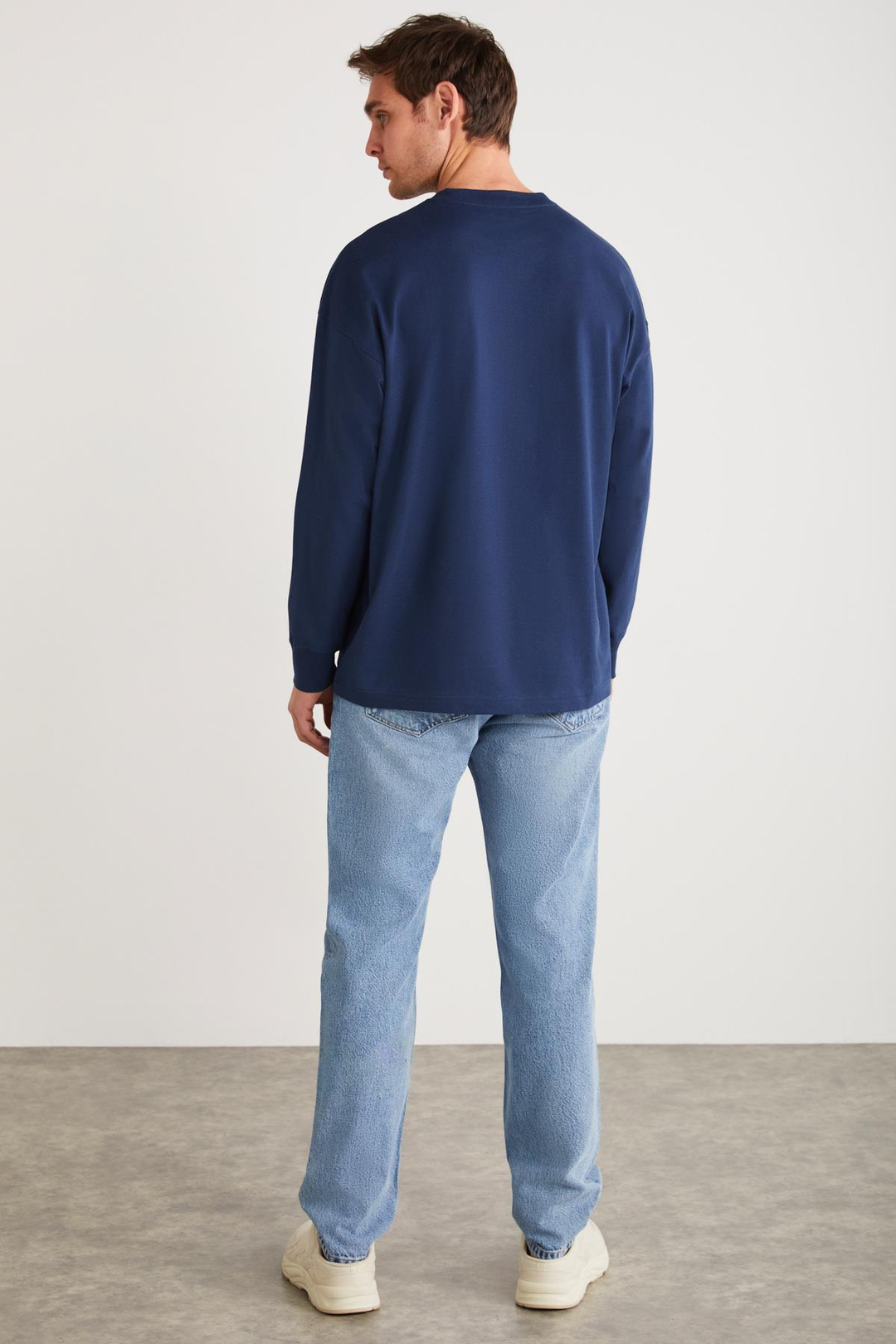 MARTIN Basic Comfort Lacivert Tekli T-Shirt